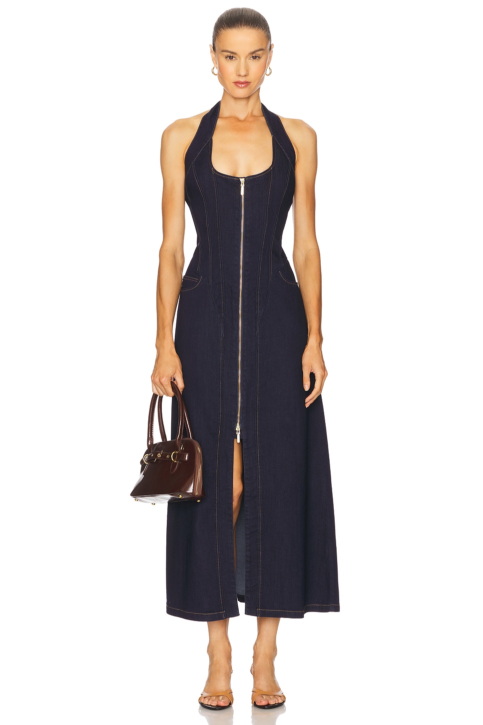 Bardot Martel Denim Midi Dress in Dark | REVOLVE