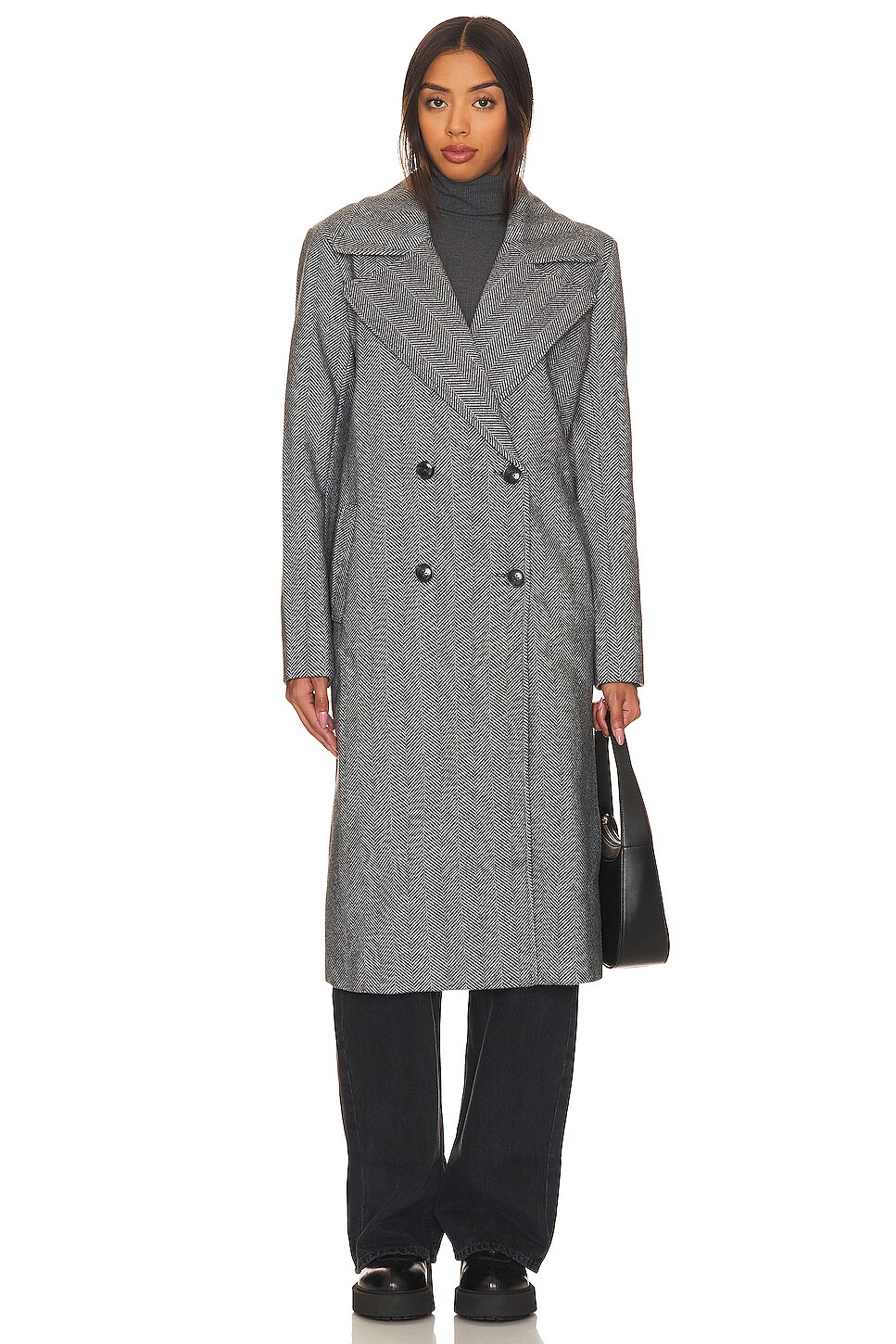 Bardot Classic Chevron Coat in Grey Chevron | REVOLVE