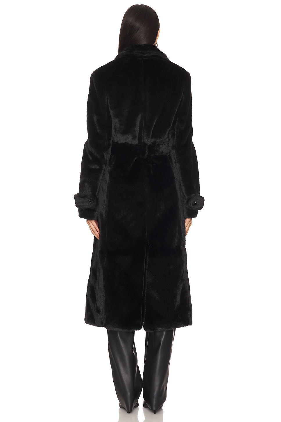deres デレス feather long coat コート ブラック Bardot Faux Fur Trench Coat in Black | REVOLVE