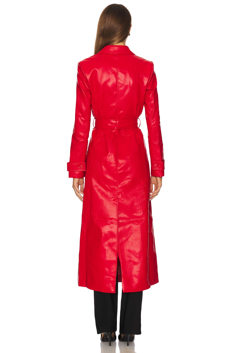 x REVOLVE Faux Leather Longline Coat