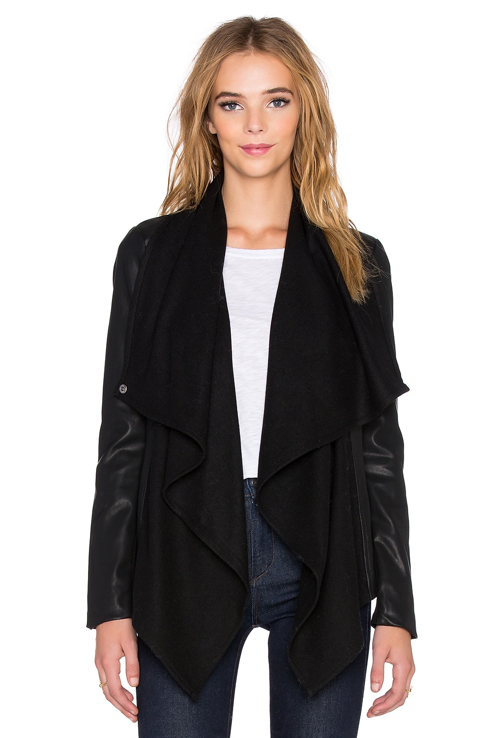 Bardot Waterfall PU Jacket in Black | REVOLVE