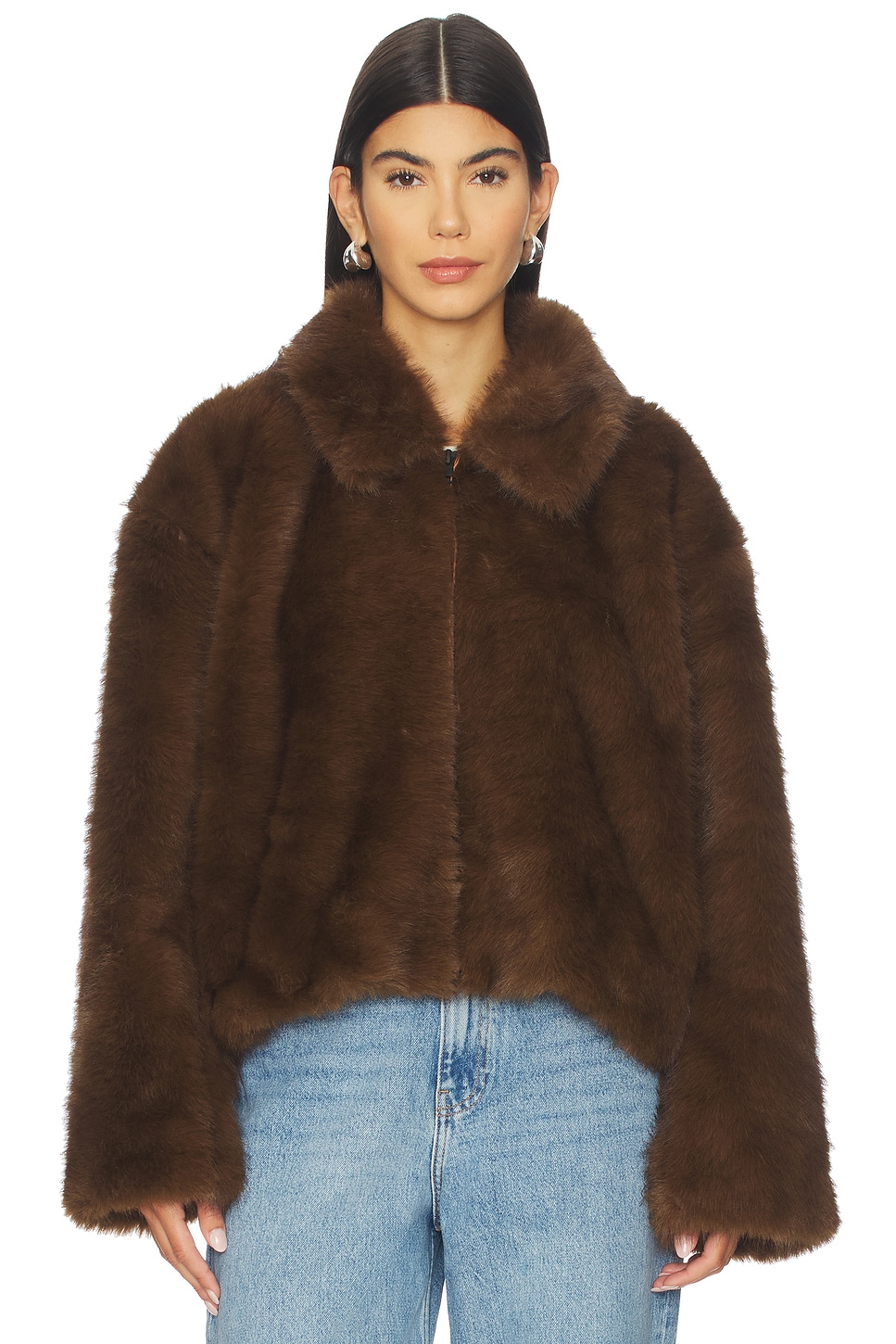 Sylvie Zip Faux Fur Jacket - thumbnail 3