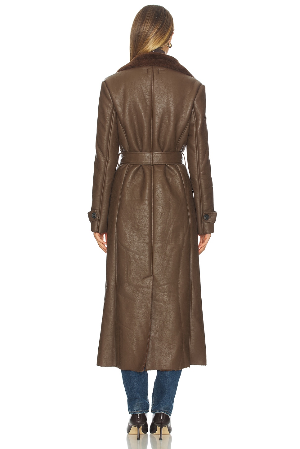 Faux Leather Trench Coat