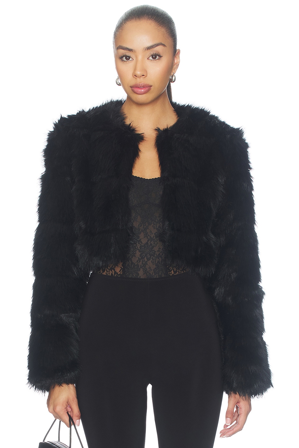 BARDOT Petro Cropped Faux Fur Jacket