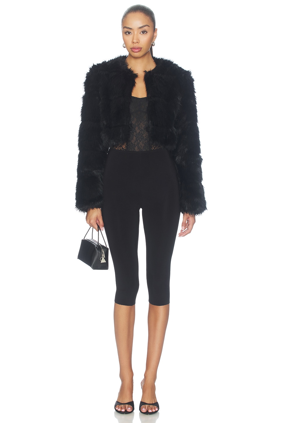 BARDOT Petro Cropped Faux Fur Jacket