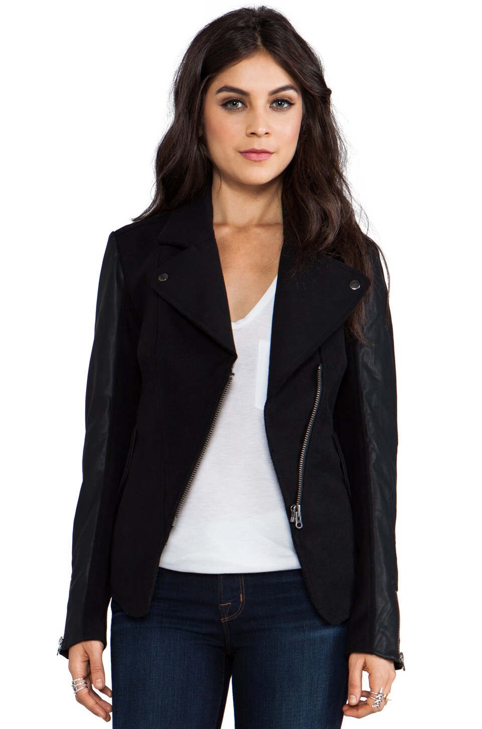 Bardot Seamed Biker Jacket in Black | REVOLVE