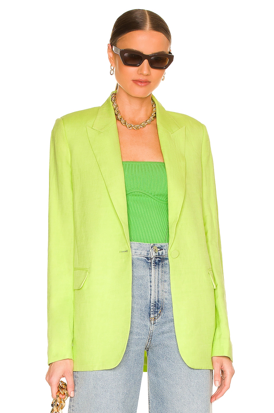 Bardot x REVOLVE Summer Linen Blazer in Lime | REVOLVE