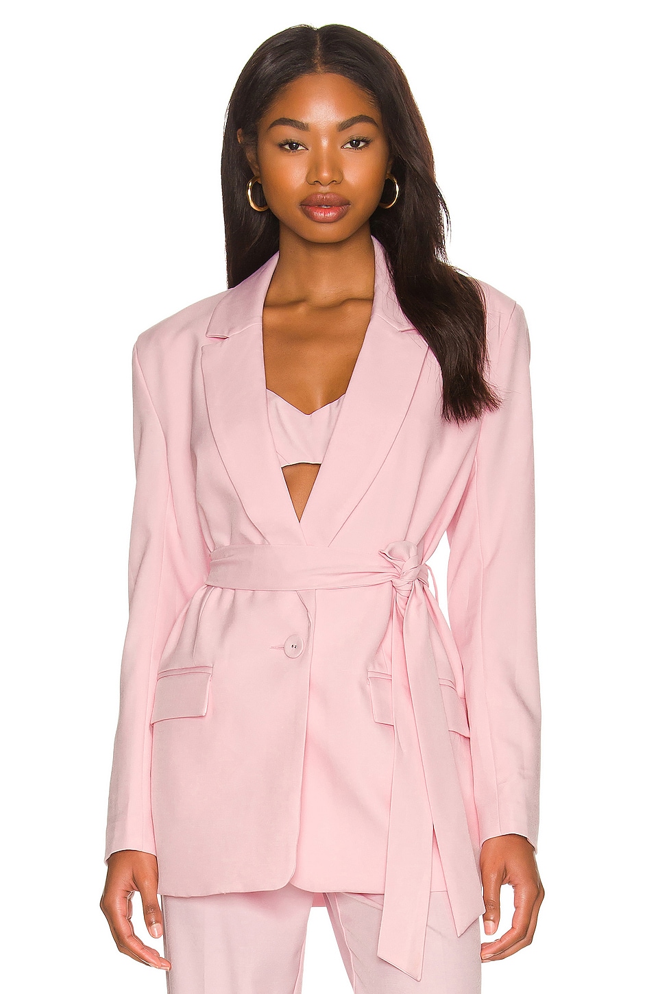 Bardot Belted Blazer in Soft Pink