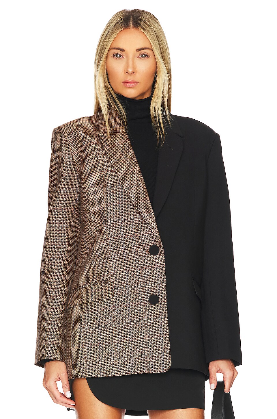 Bardot Spliced Check Blazer in Brown Check