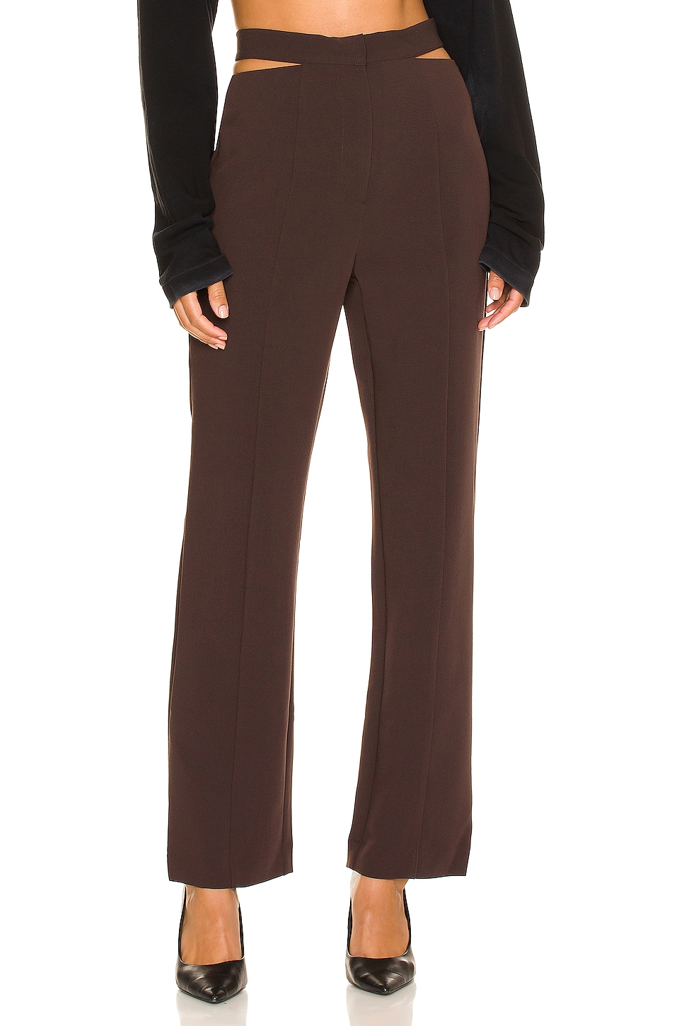 Bardot Kylie Cut Out Pant in Chocolate | REVOLVE