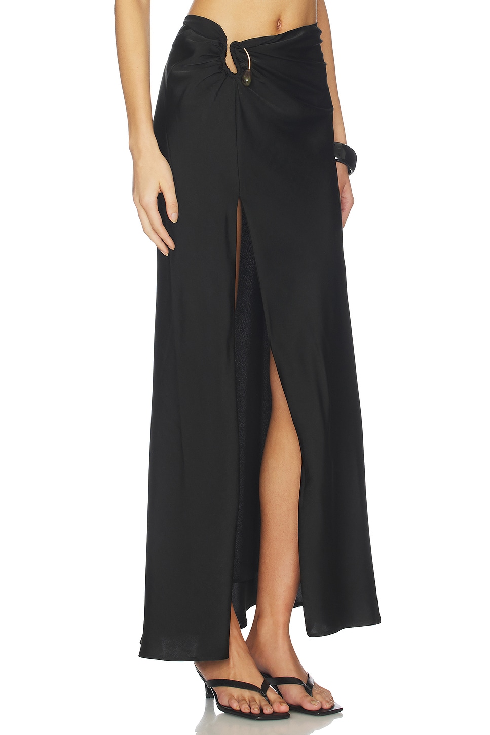 Split Front Plus Bardot Dylan Split Front Maxi Skirt in Black | REVOLVE