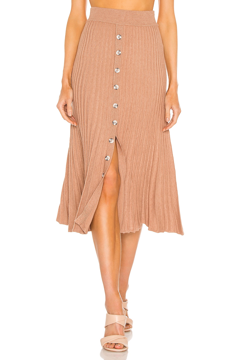 Bardot Pleat Button Skirt In Stone Revolve 9440