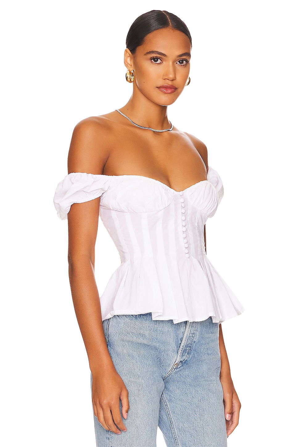 Bardot Larna Poplin Top in Orchid White
