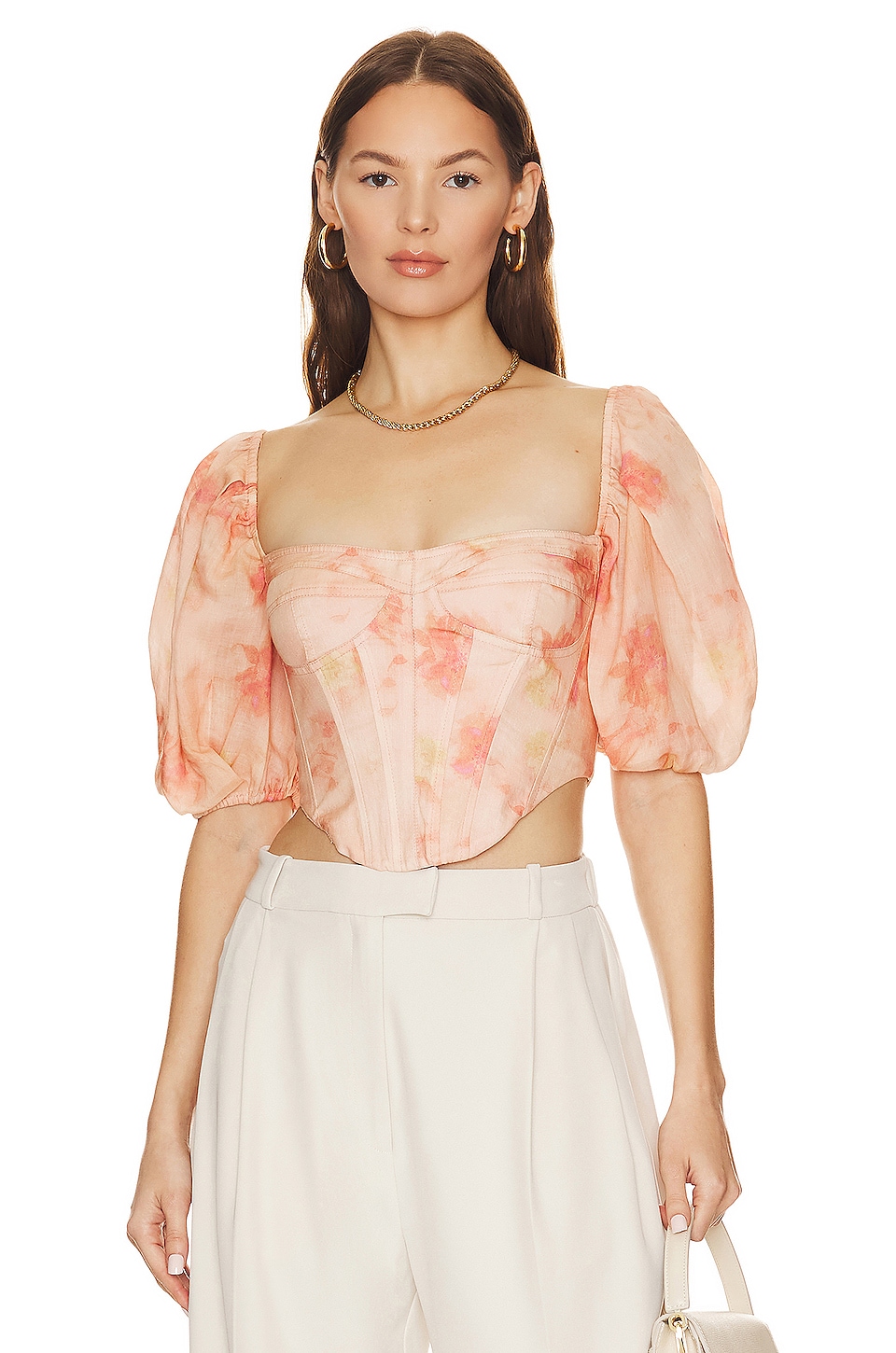 Off Shoulder Floral Ruffle Corset Top