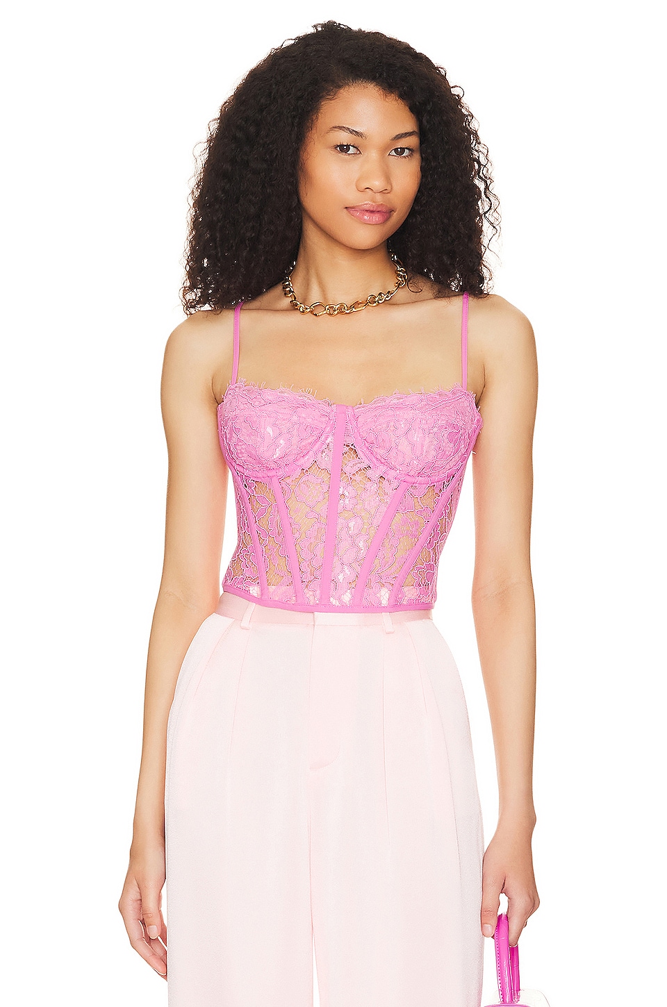 Holland Lace Bustier In Lili Pink