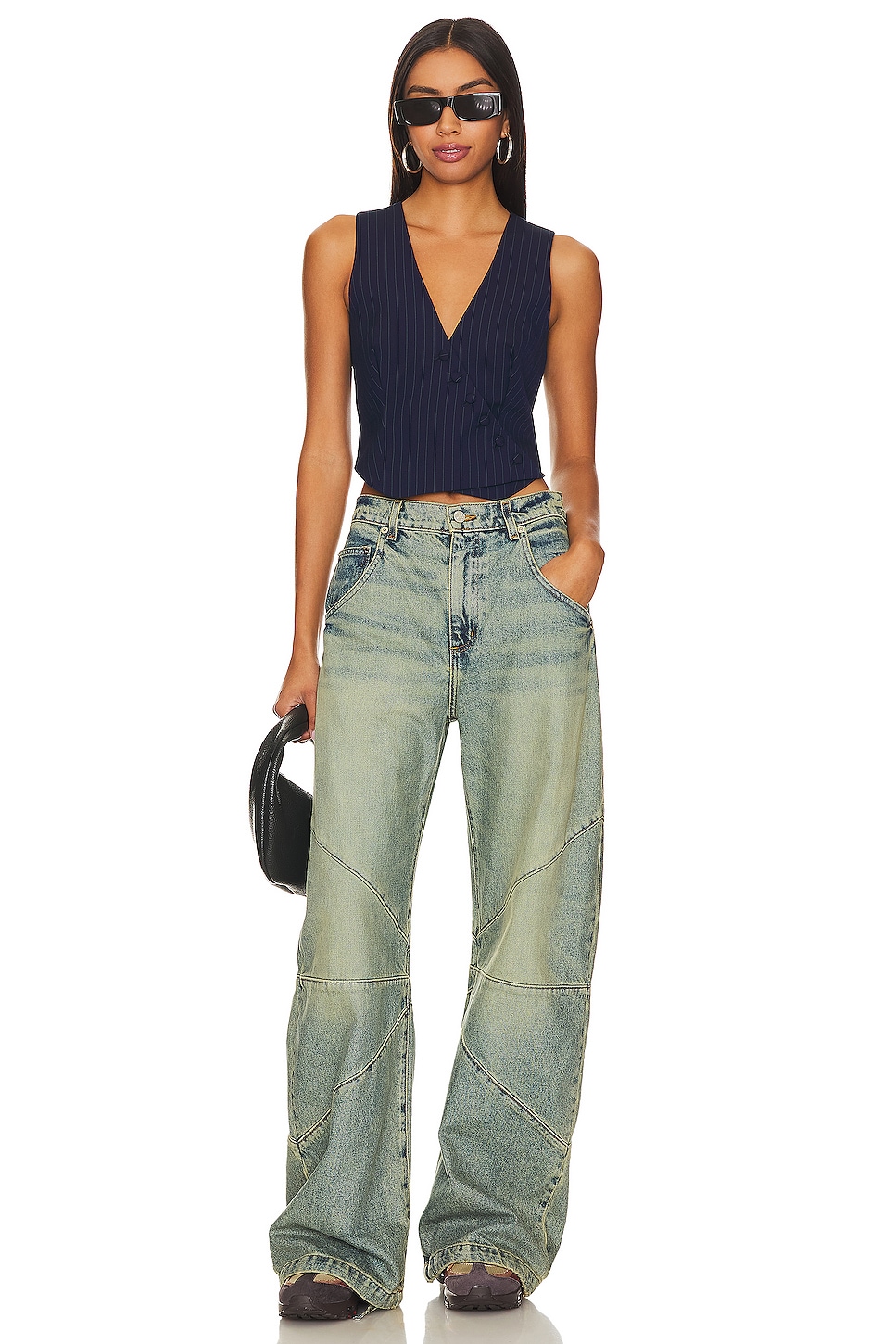 BARDOT Asymmetric Pin Stripe Vest