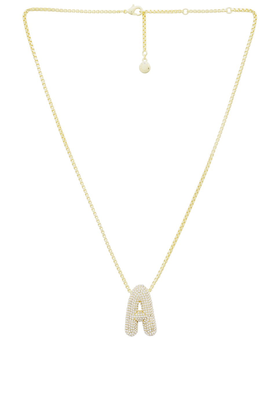 BaubleBar Pave Bubble Initial Necklace in Clear & Gold | REVOLVE