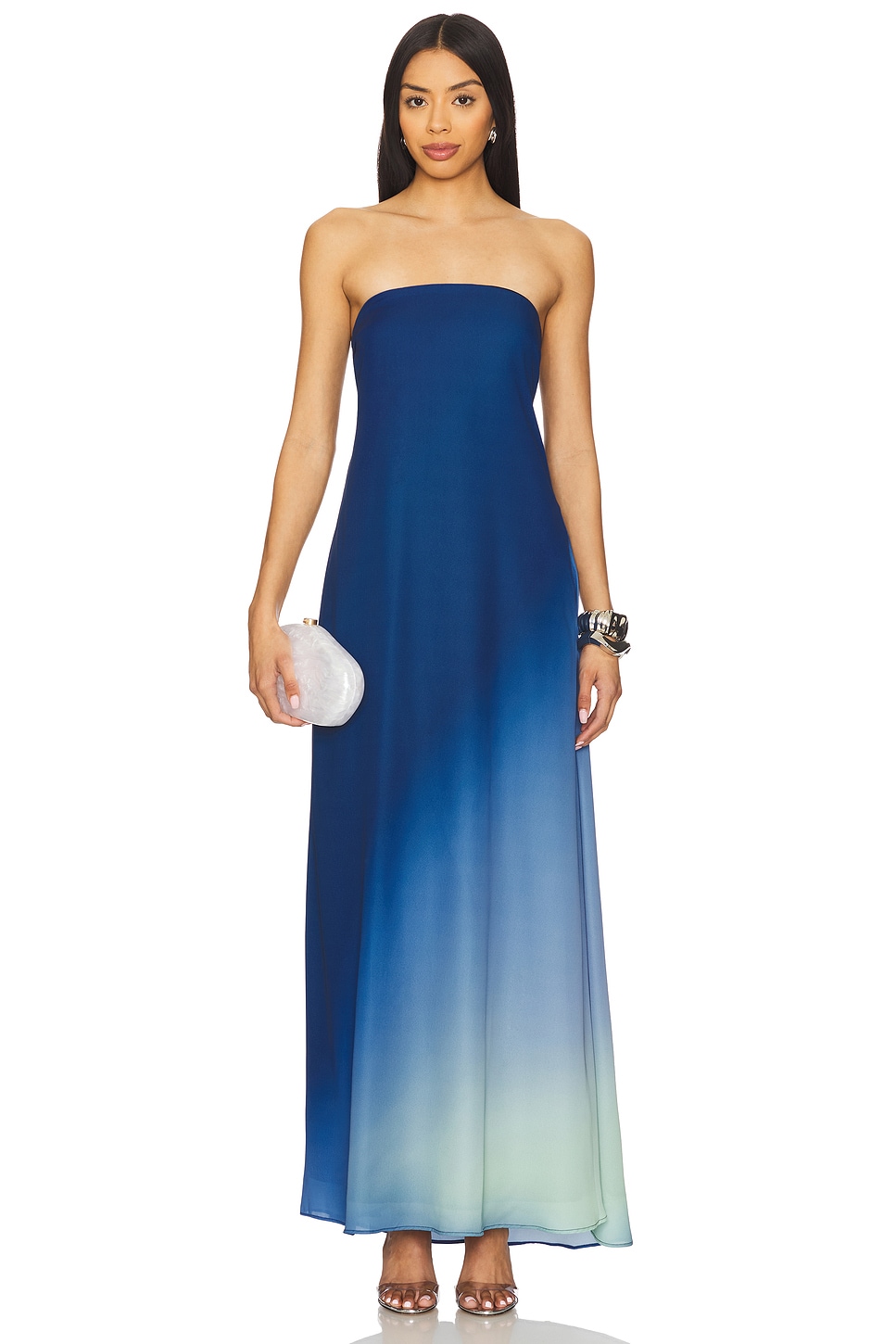fitted lace wedding dress Nara Maxi Dress Blue in Chiffon main image 1