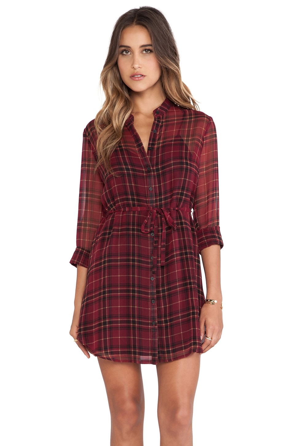 Steve Madden Abrie Plaid Dress in Beet Red | REVOLVE