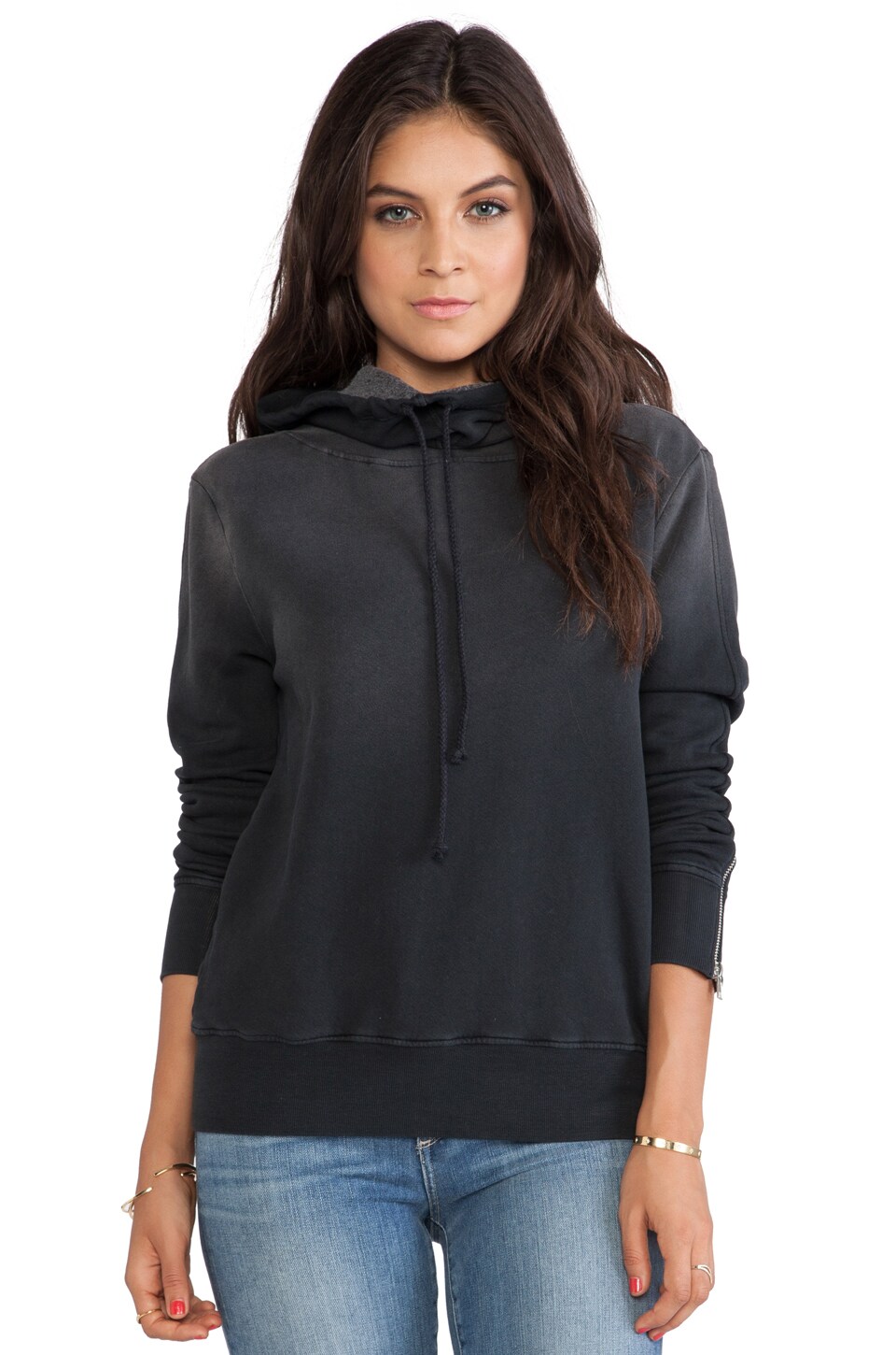 Steve Madden Adrianna Vintage Washed Cowl Hoodie in Black | REVOLVE