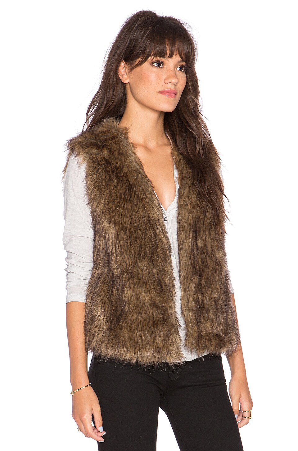 Steve Madden Castleton Faux Fur Vest in Light Beige