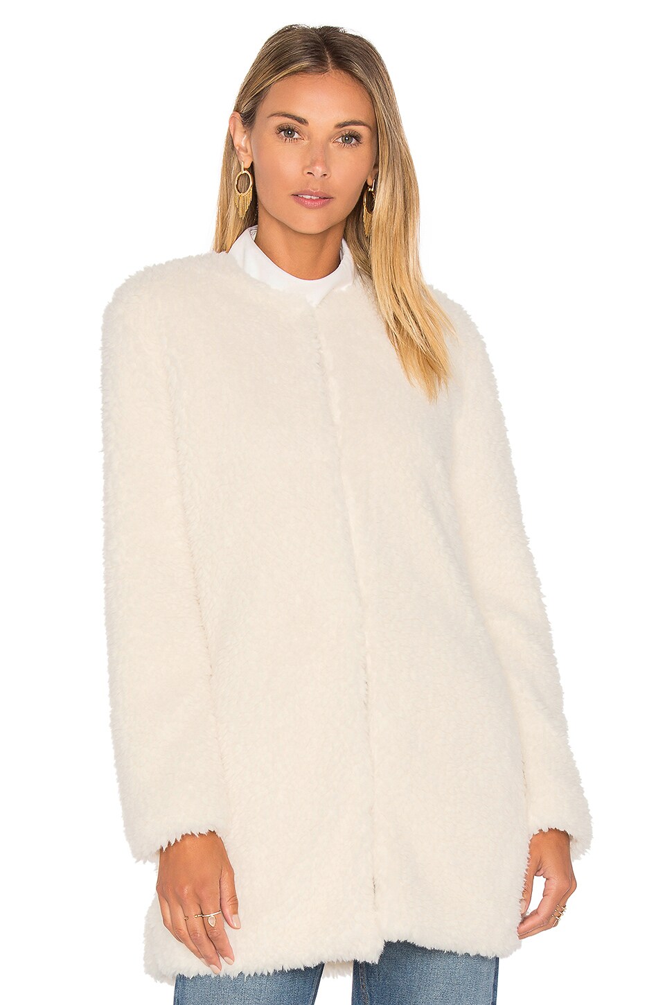 Steve Madden Merrill Faux Fur Jacket in Ivory
