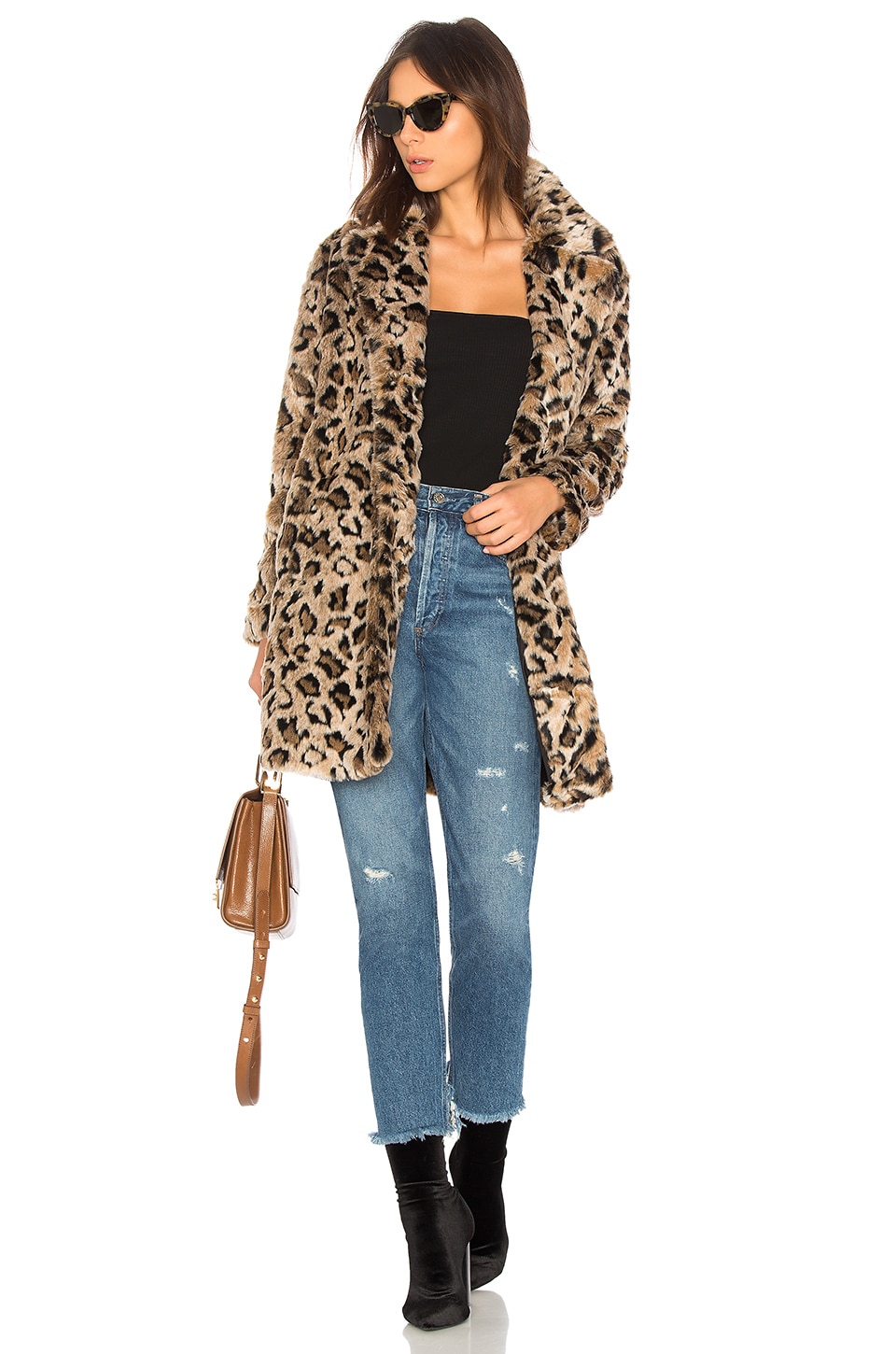 bb dakota leopard faux fur jacket