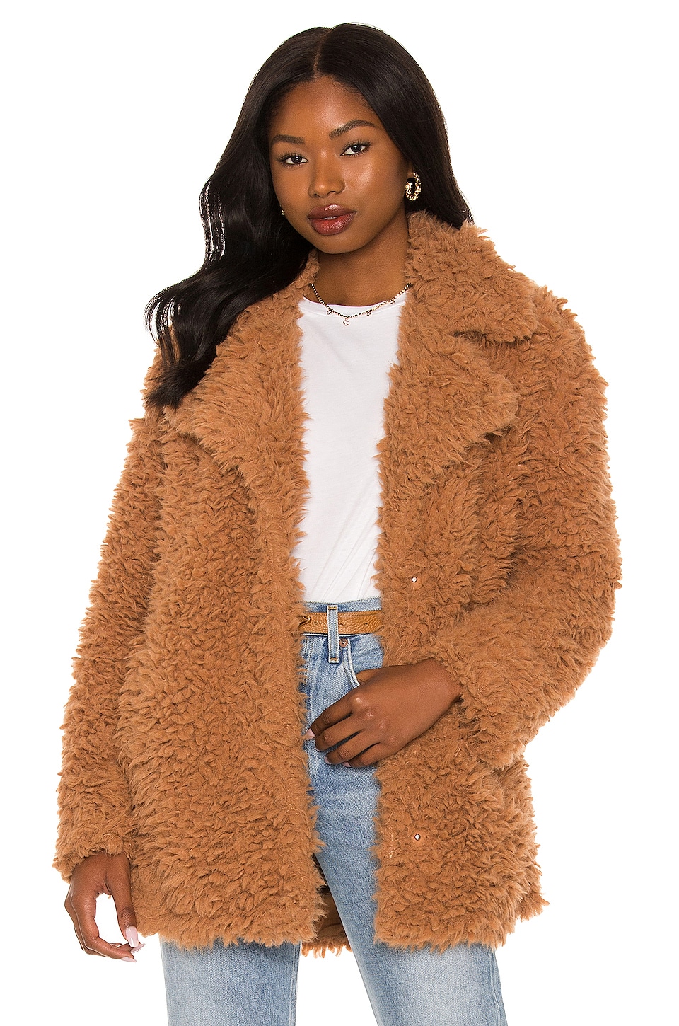 Steve Madden What's The Fuzz About Faux Fur Coat in Camel | REVOLVE