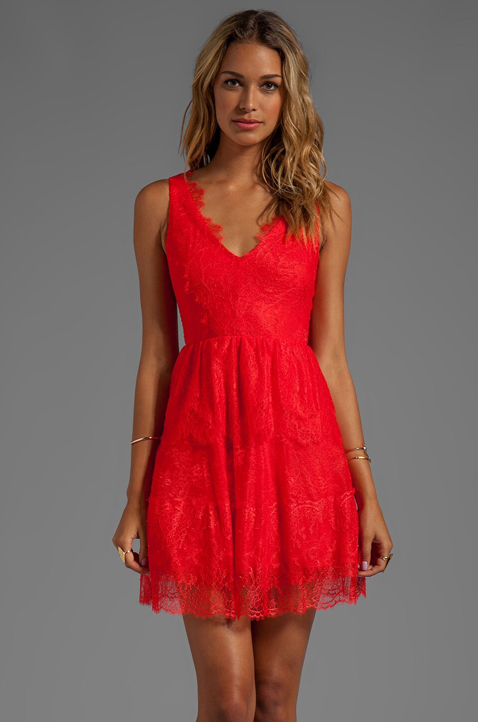 bcbgmaxazria red lace dress