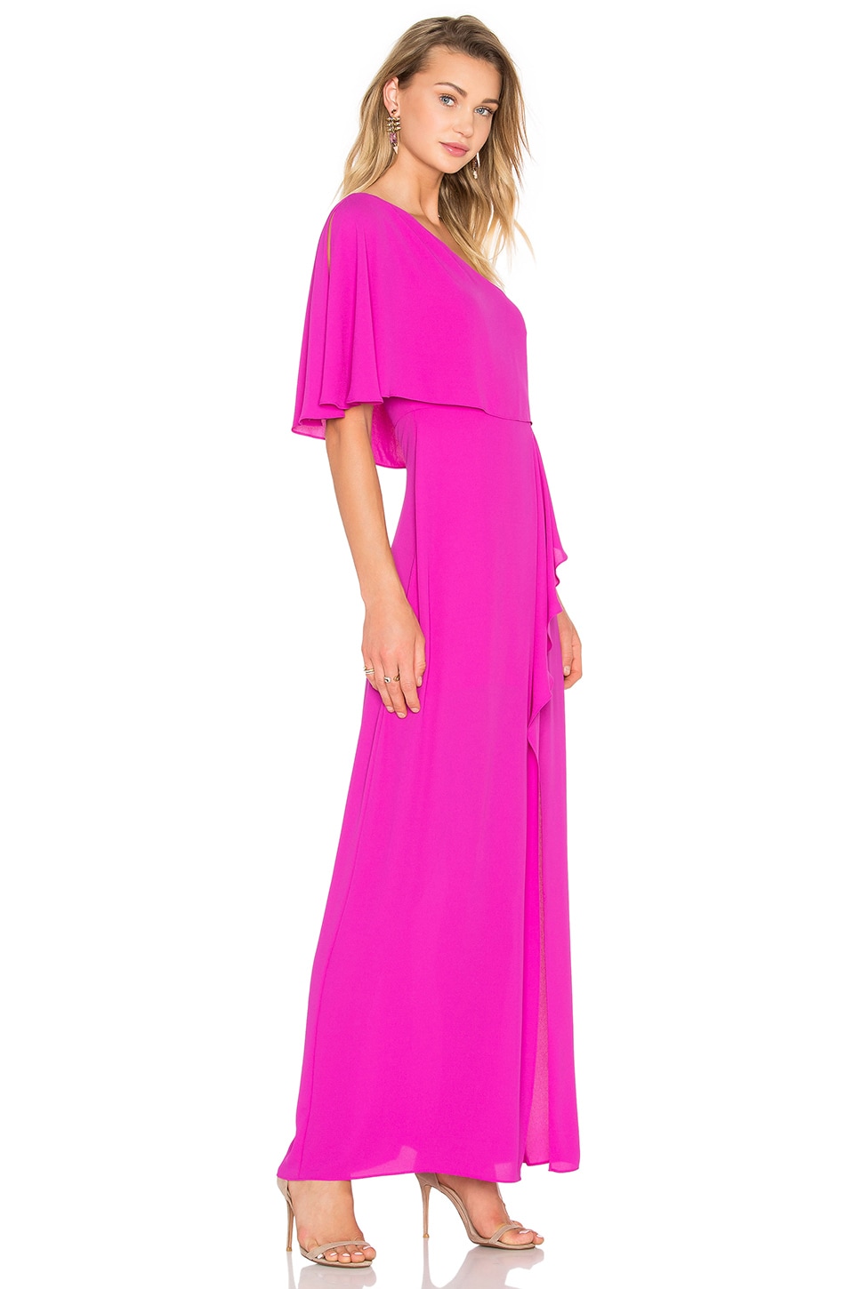 BCBGMAXAZRIA Secha One Shoulder Maxi Dress in Magenta