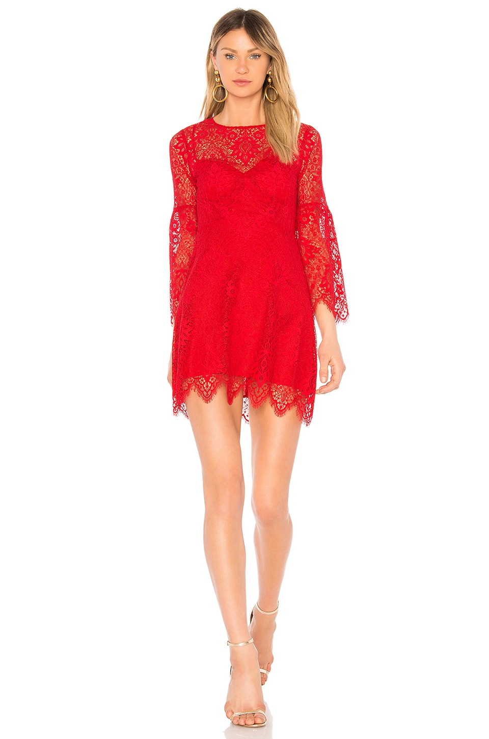 bcbgmaxazria red lace dress