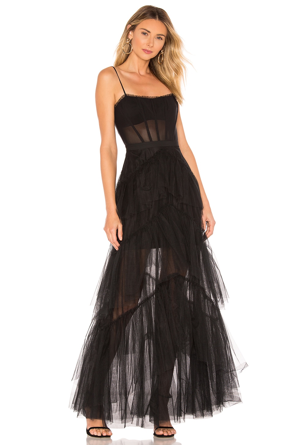 Image 1 of Corset Tulle Gown in Black