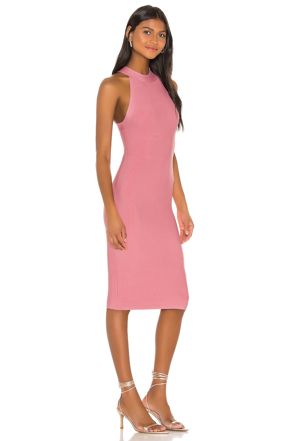 BCBGMAXAZRIA Halter Neck Cocktail Dress in Pink Rose REVOLVE