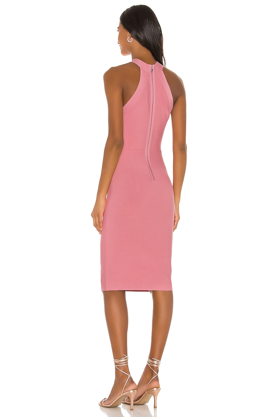 BCBGMAXAZRIA Halter Neck Cocktail Dress in Pink Rose REVOLVE