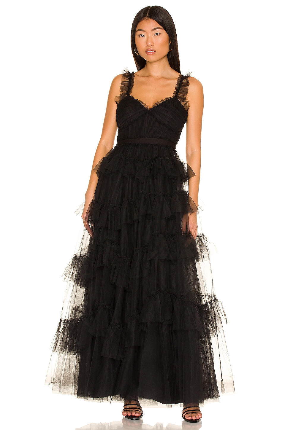 tiered ruffle gown