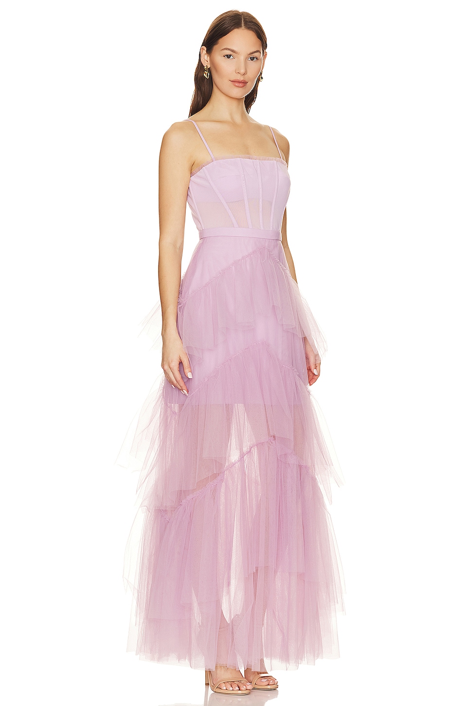BCBGMAXAZRIA Corset Tulle Gown in Orchid