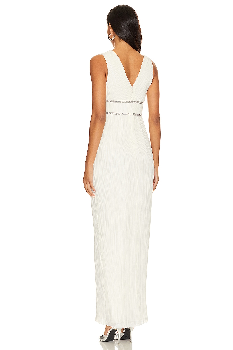 BCBGMAXAZRIA V Neck Pleated Gown thumbnail