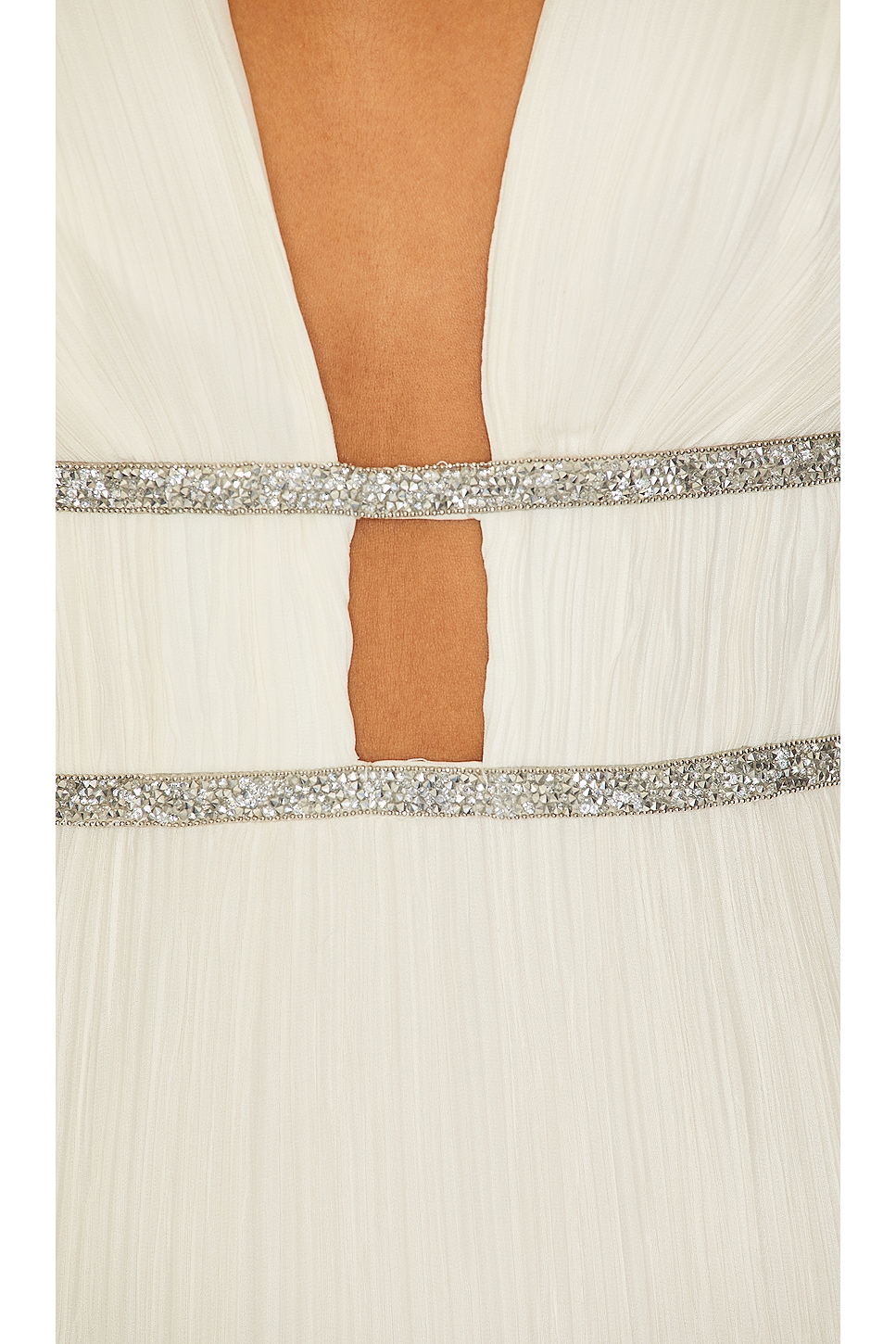 BCBGMAXAZRIA V Neck Pleated Gown thumbnail