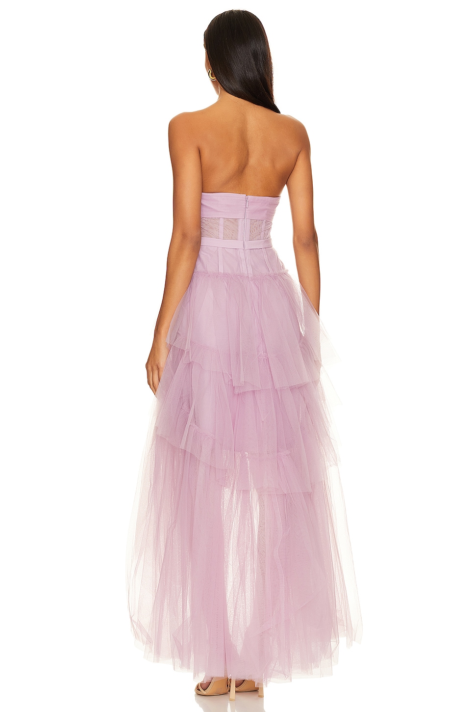 BCBGMAXAZRIA Ruffled High Low Gown in Mulberry | REVOLVE