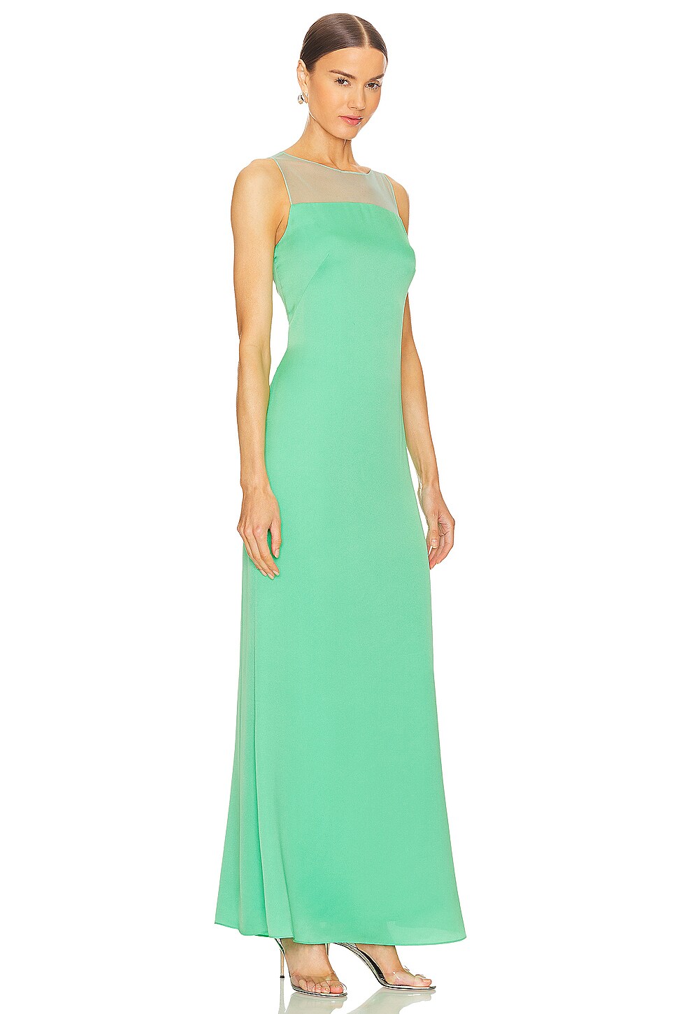 BCBGMAXAZRIA Sleeveless Cut Out Gown in Green | REVOLVE