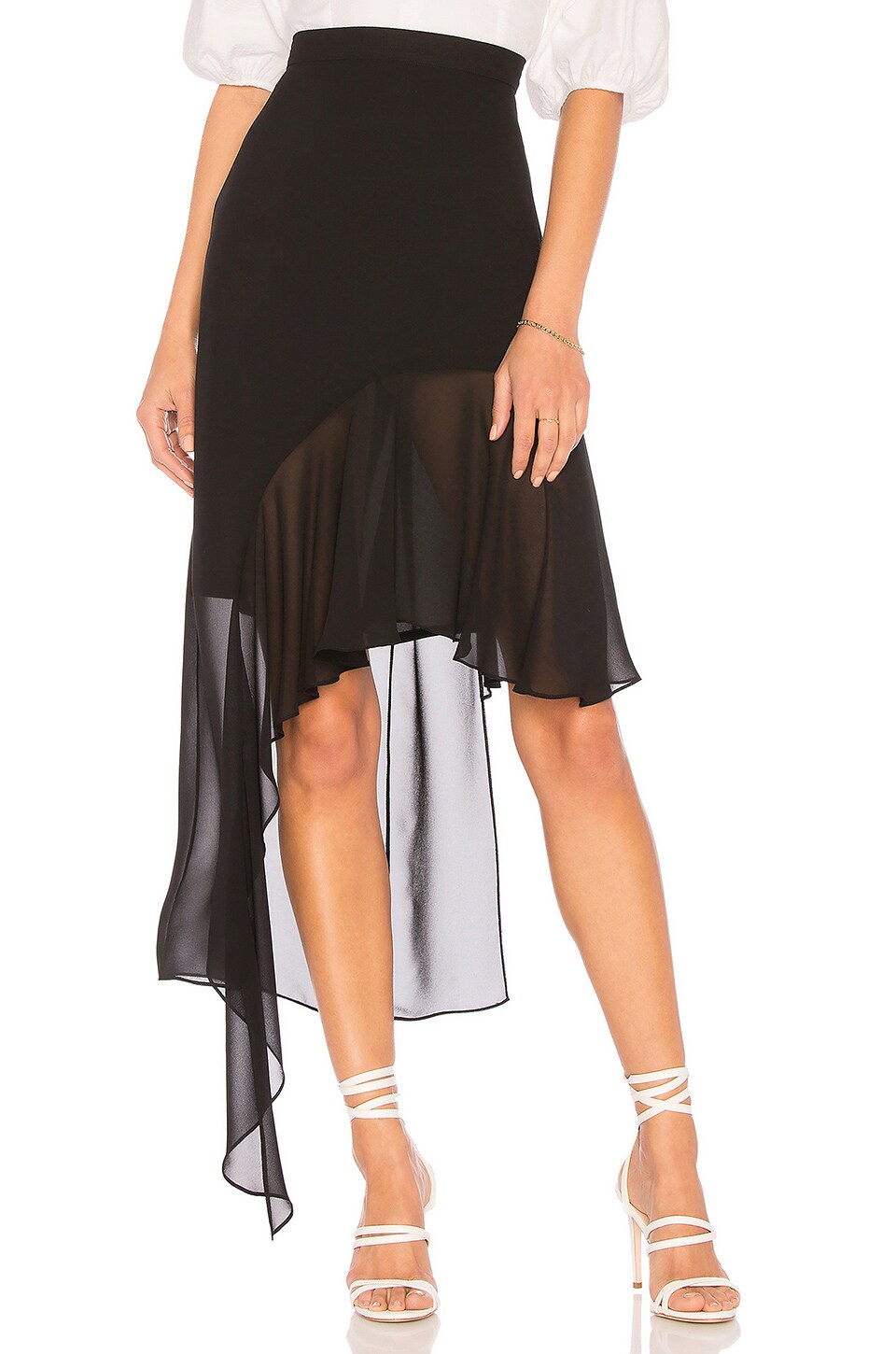 bcbg black ruffle skirt