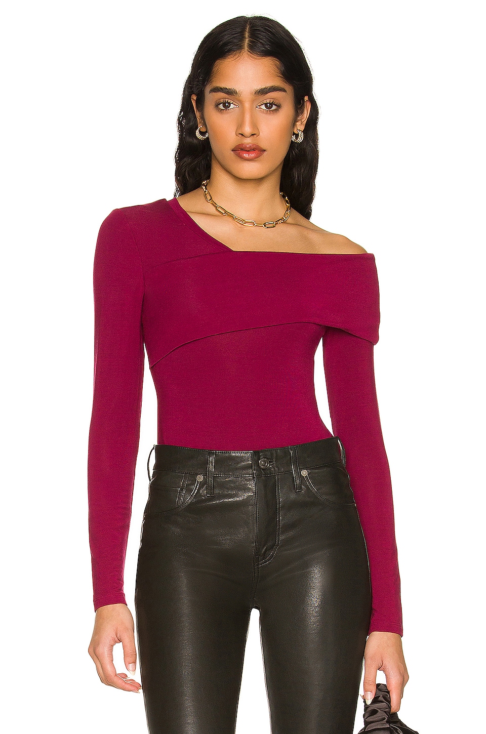 BCBGMAXAZRIA Knit Bodysuit in Deep Cranberry | REVOLVE