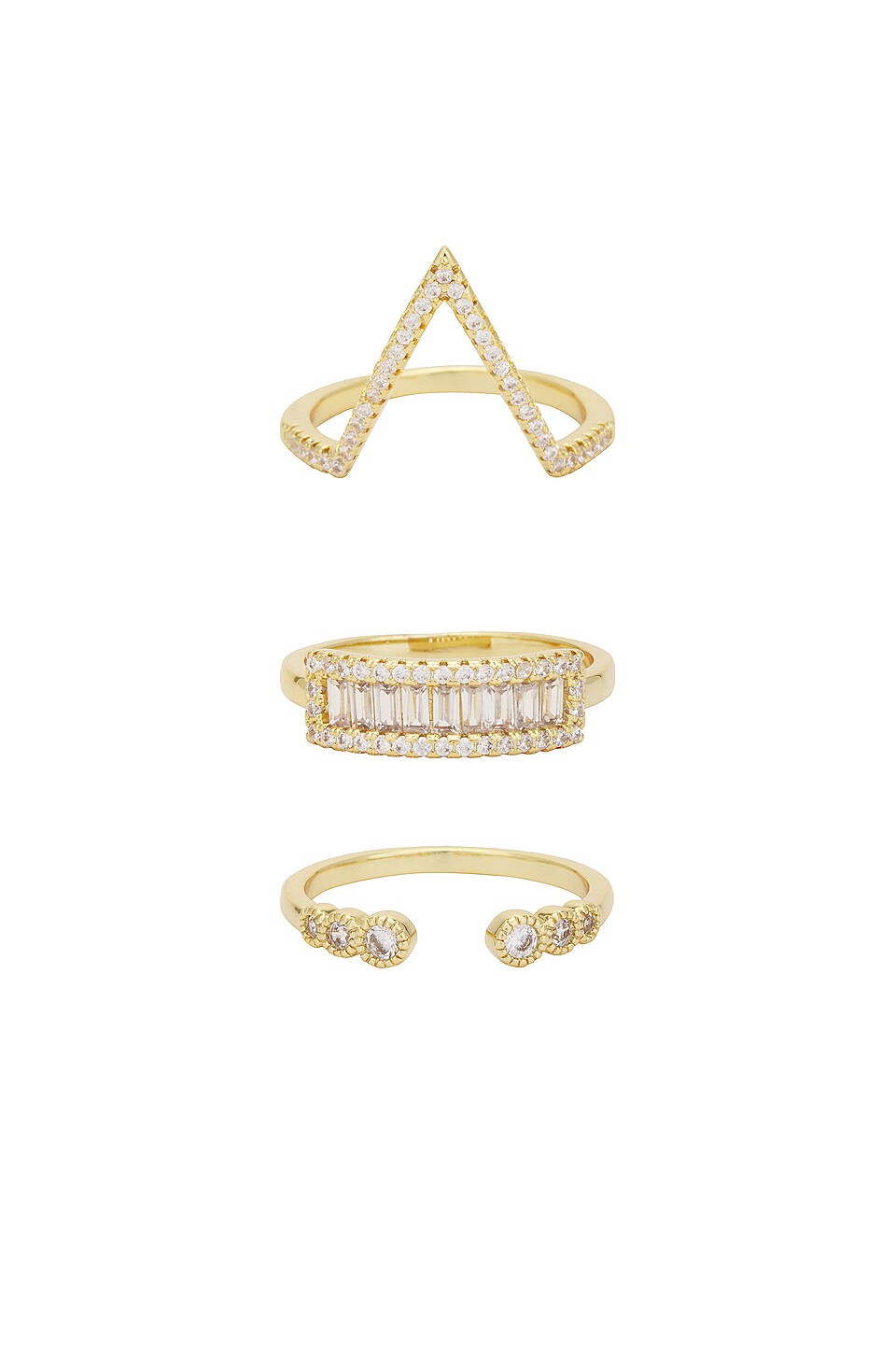Revolve Women Accessories Jewelry Rings Rosalia Ring Set in Metallic Gold. 