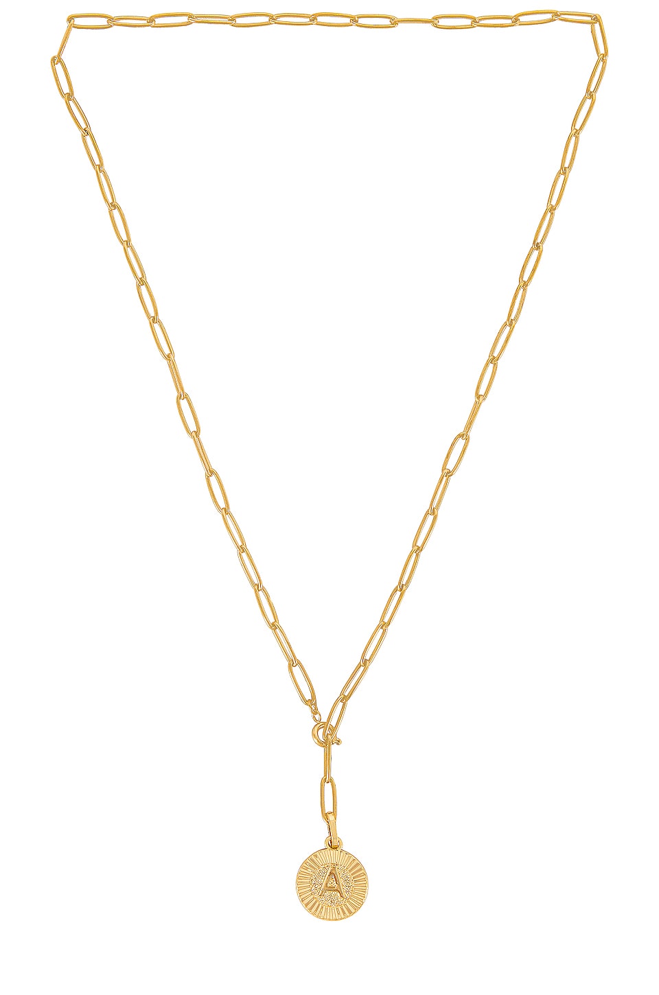 BRACHA Initial Medallion Lariat Necklace in Gold | REVOLVE