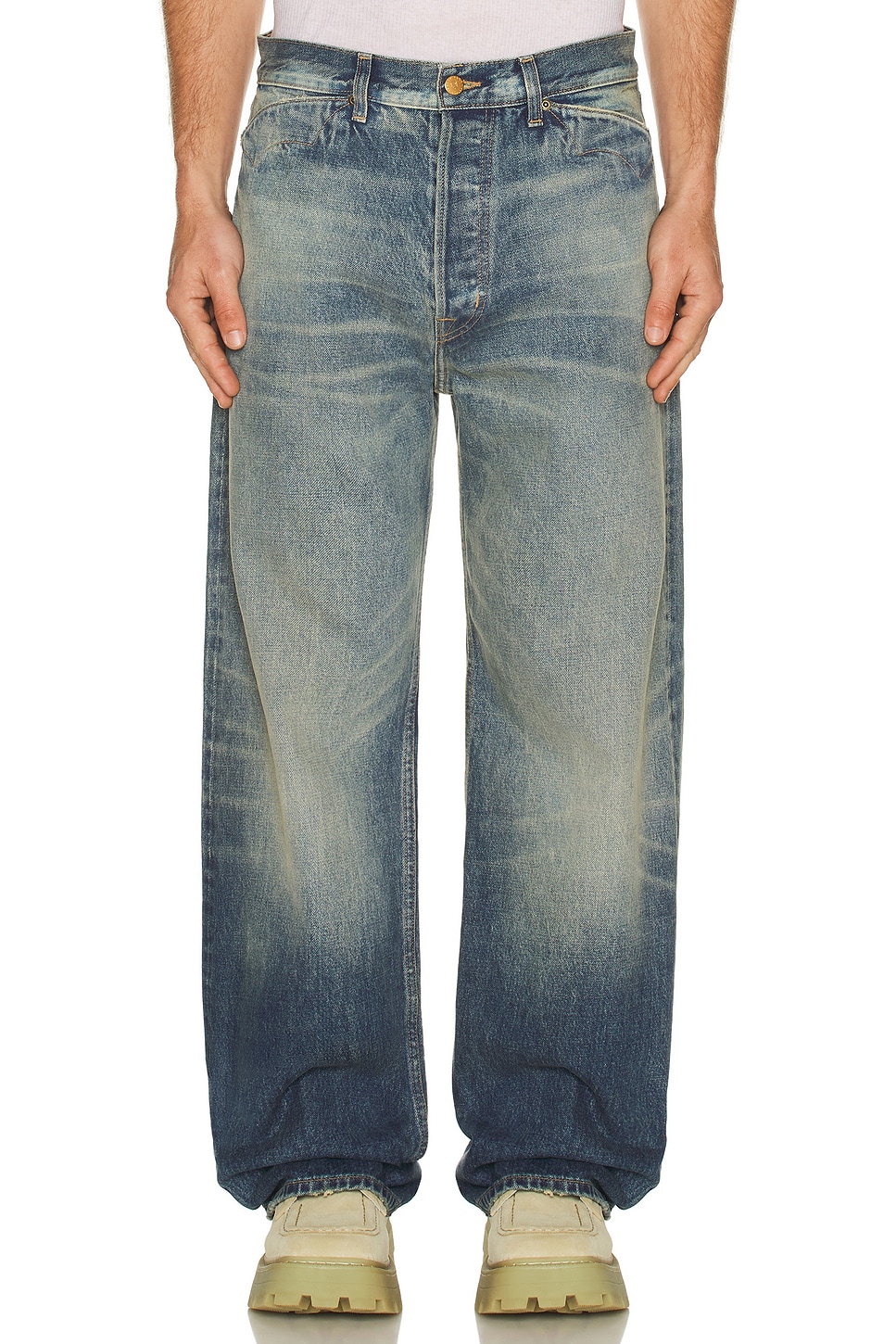 Brain Dead Type 00 15oz Selvedge Denim Pant in Washed Indigo | REVOLVE