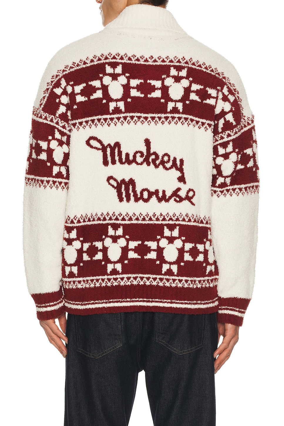 Barefoot Dreams Disney Mickey Fair Isle Zip Sweater in Cream