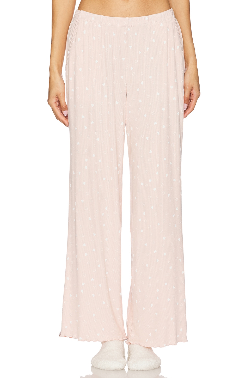 Ultra Soft Rib Lettuce Hem Wide Leg Pant