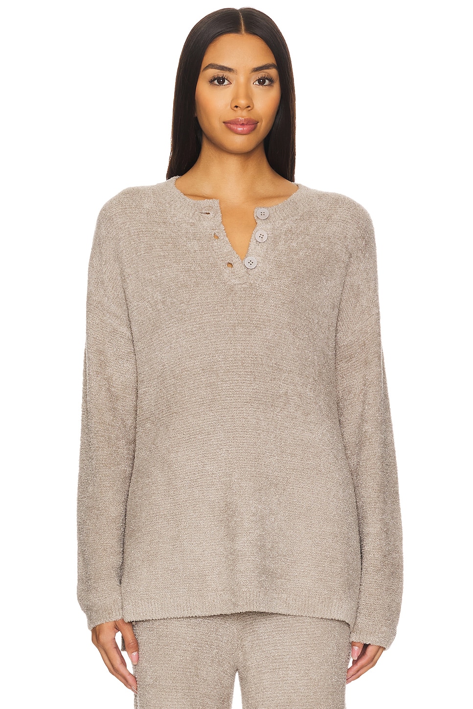 Barefoot Dreams CozyChic Lite Textured Pullover in Nickel REVOLVE