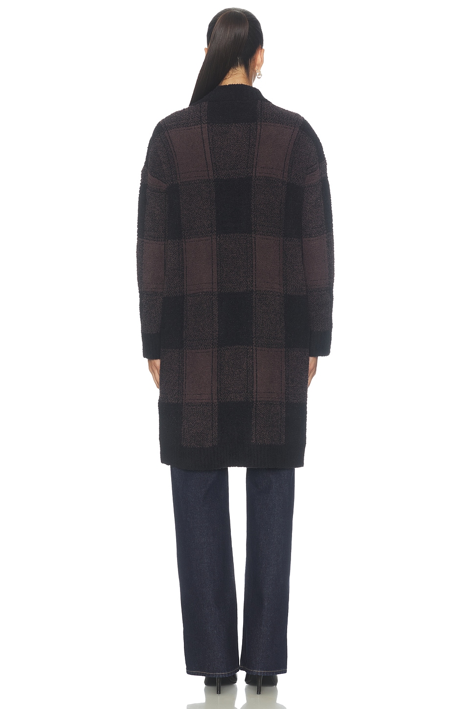 Barefoot Dreams Cozychic Cotton Buffalo Plaid Long Cardigan