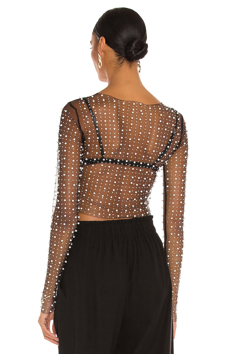 Beach Bunny Look and Glisten Pearl Mesh Top in Black REVOLVE